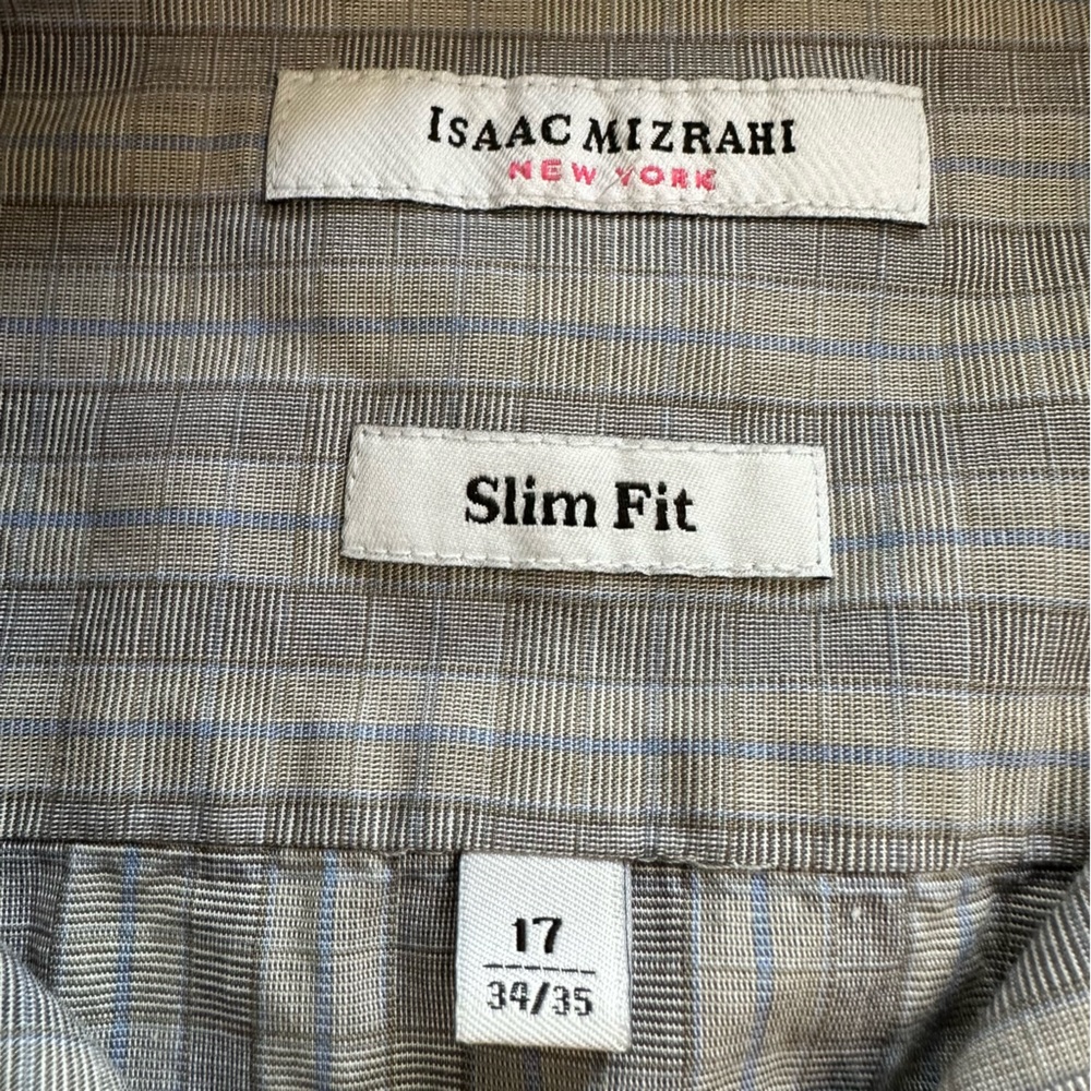 Isaac Mizrahi Men’s Gray Striped Dress Shirt – Button Front Long Sleeve - Picture 6 of 10